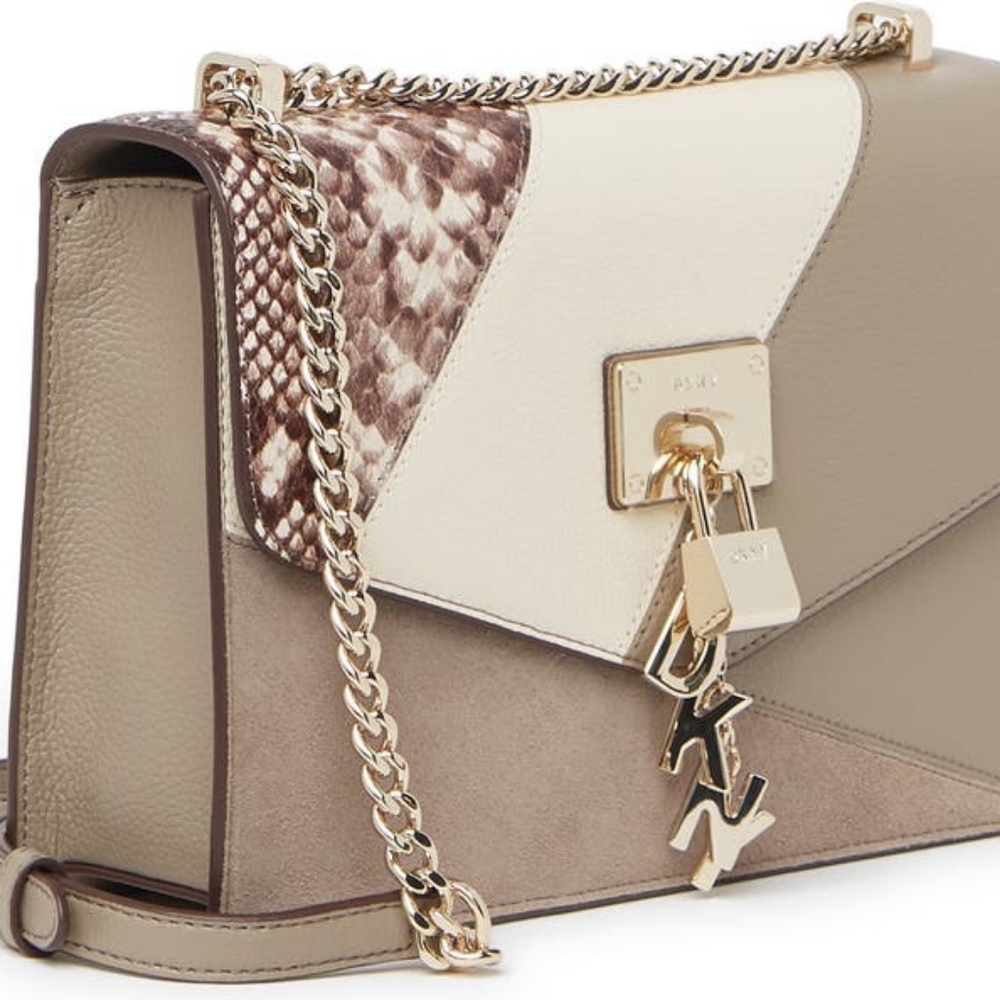 DKNY NWT Elissa Snake Embossed Large Leather Shoulder Bag